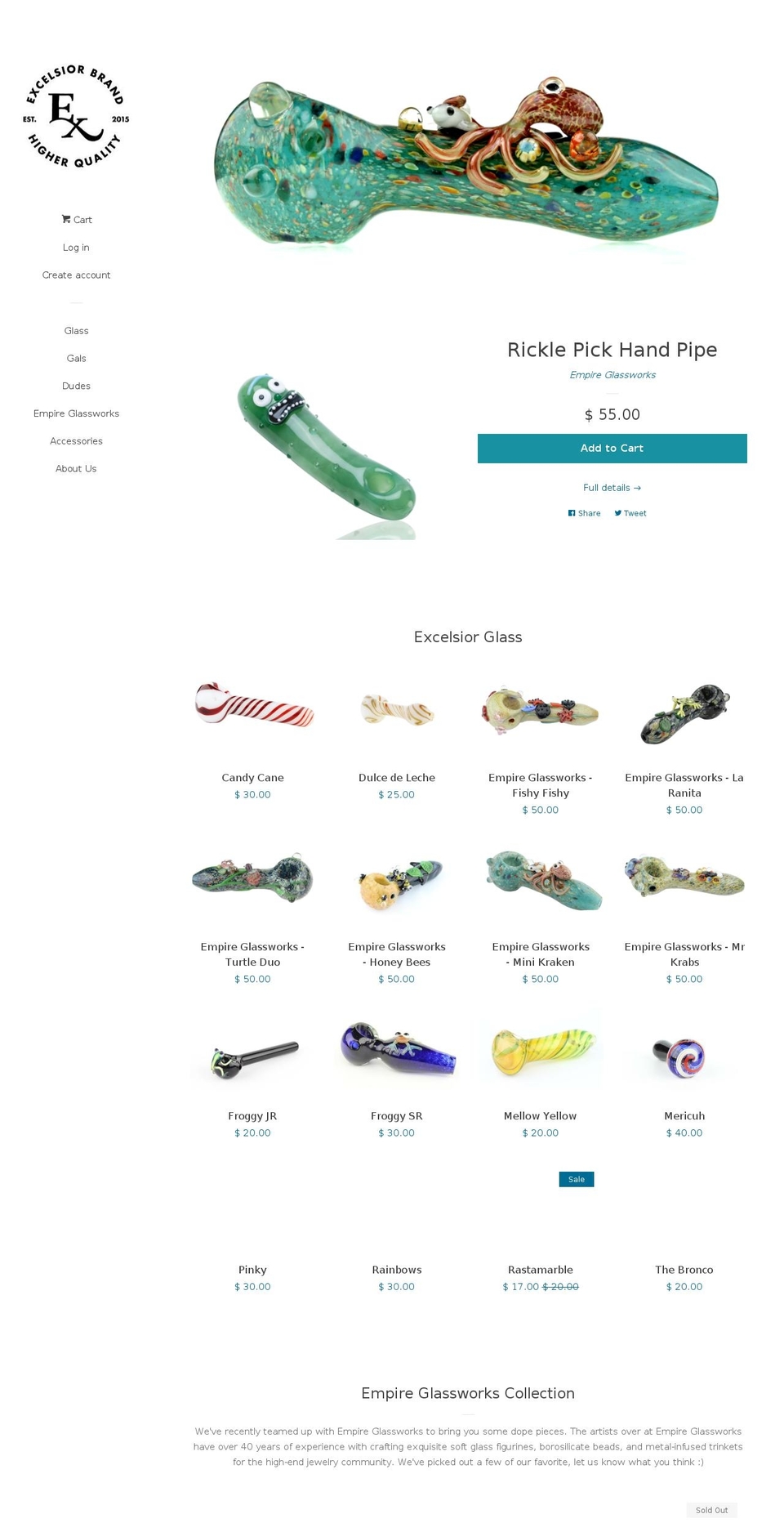 excelsiorbrand.com — Shopify storefront screenshot