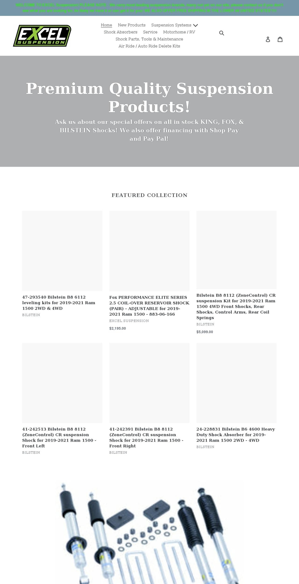 excelsuspension.com shopify website screenshot