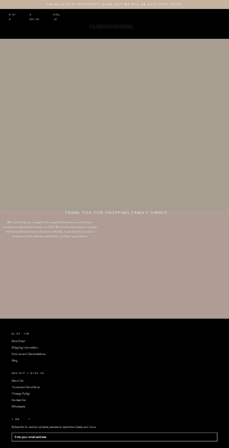 exceptionalconceptsinc.com shopify website screenshot