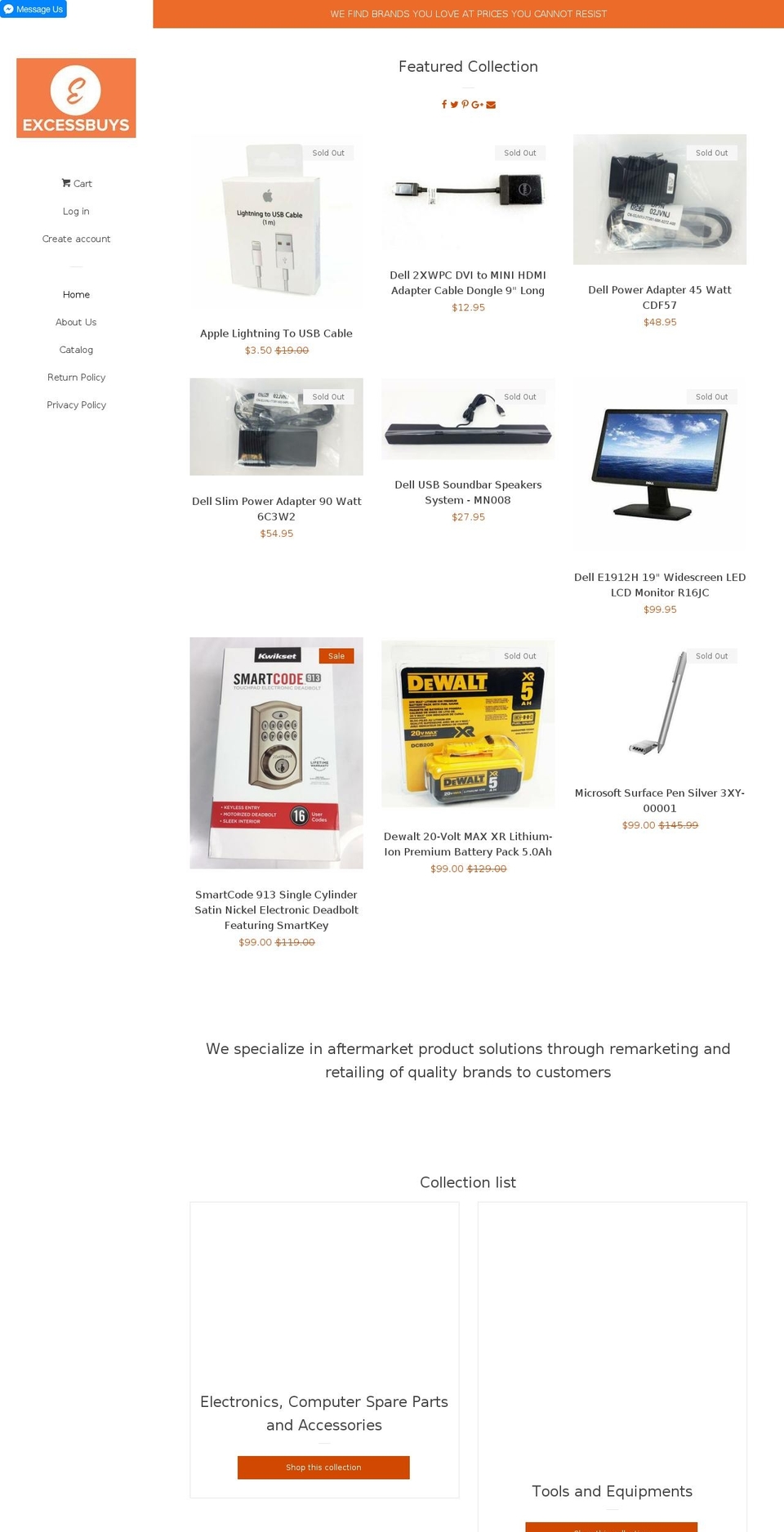excessbuys.com — Shopify storefront screenshot