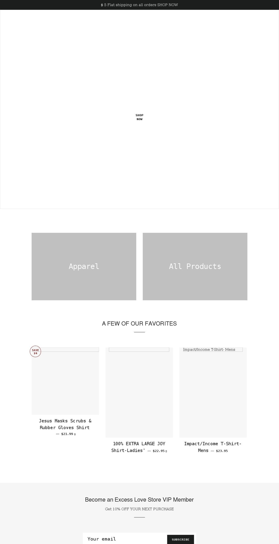 excesslovestore.com shopify website screenshot