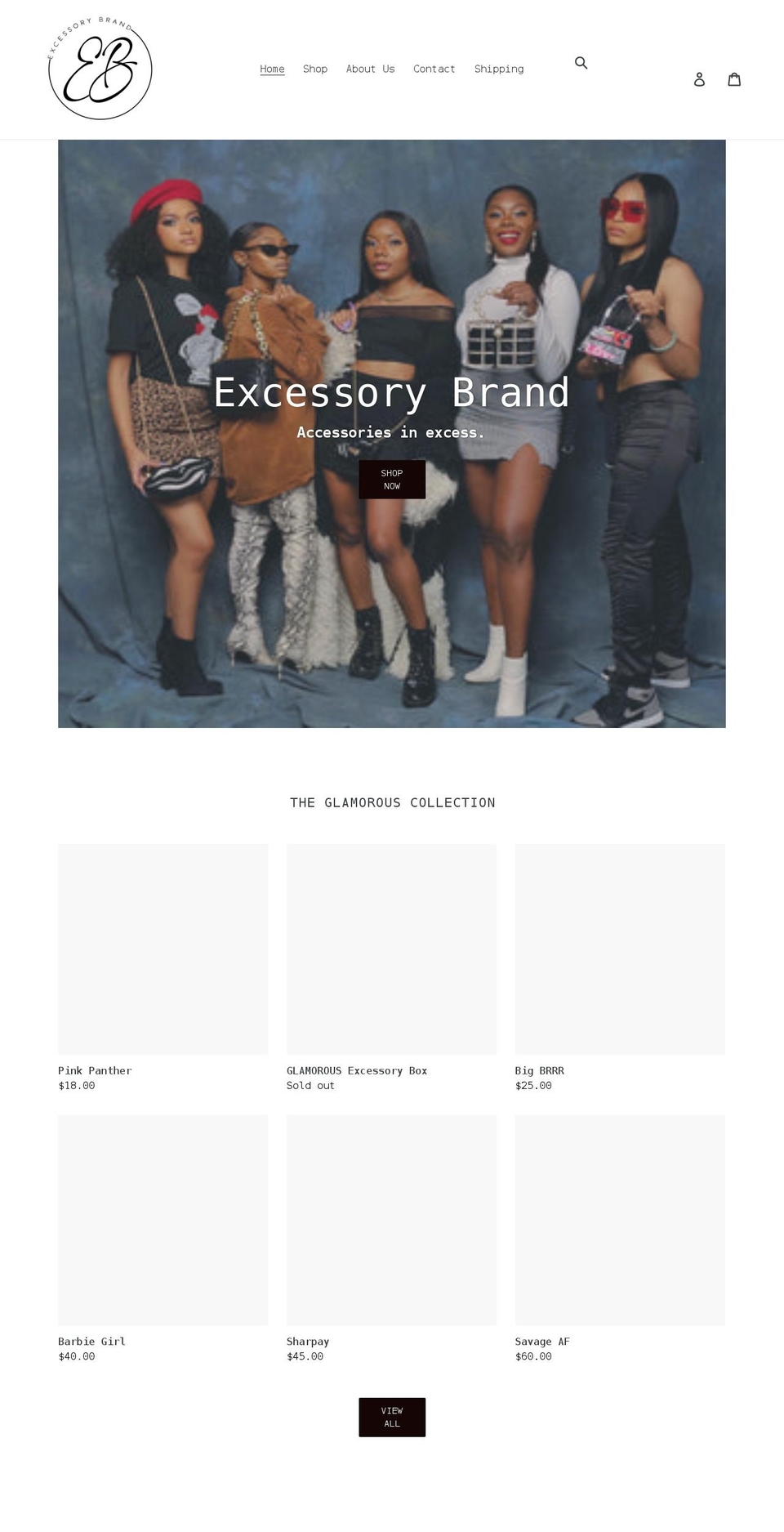excessorybrand.com shopify website screenshot