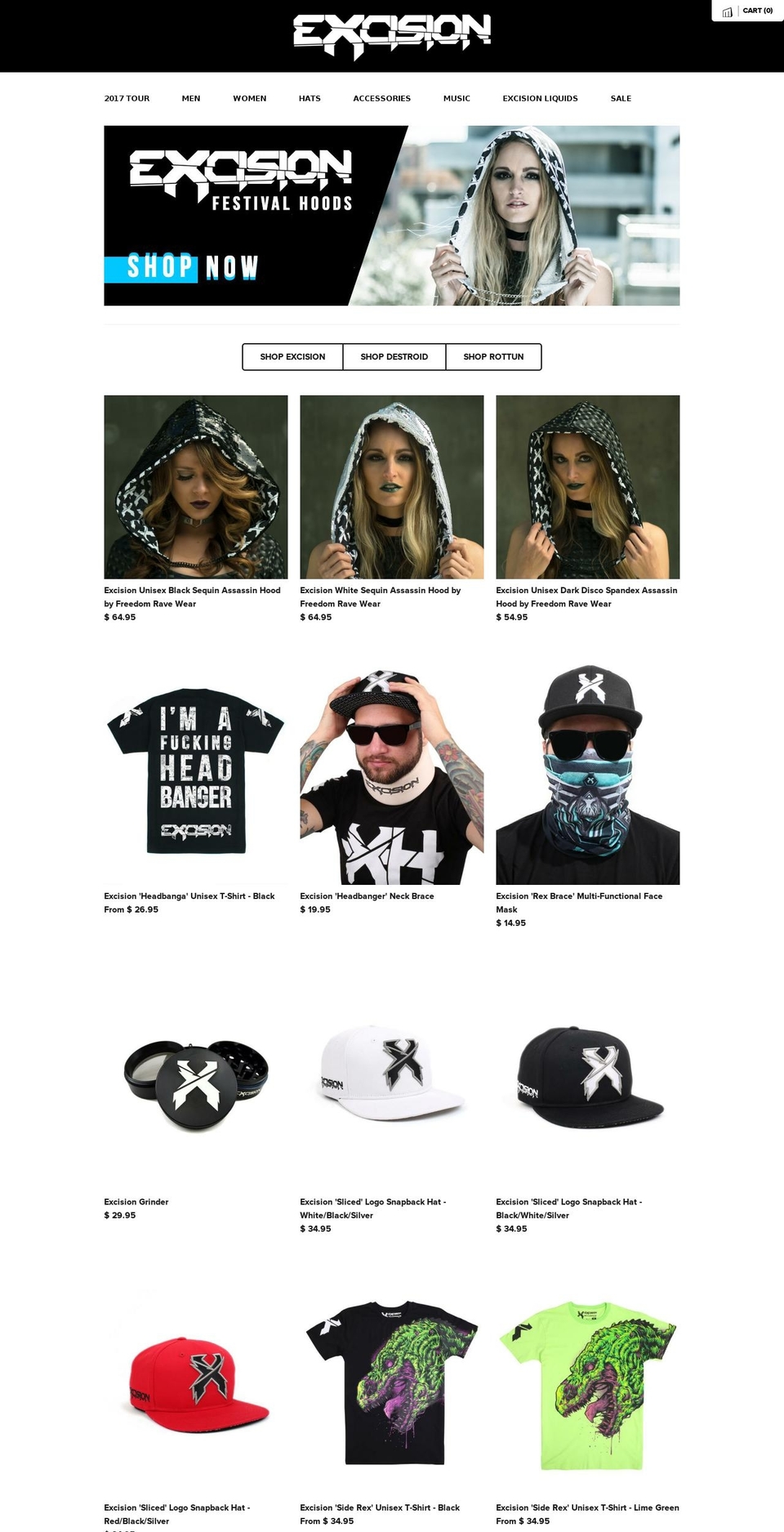 Merchline theme framework .x-synced Shopify theme site example excisionmerch.com