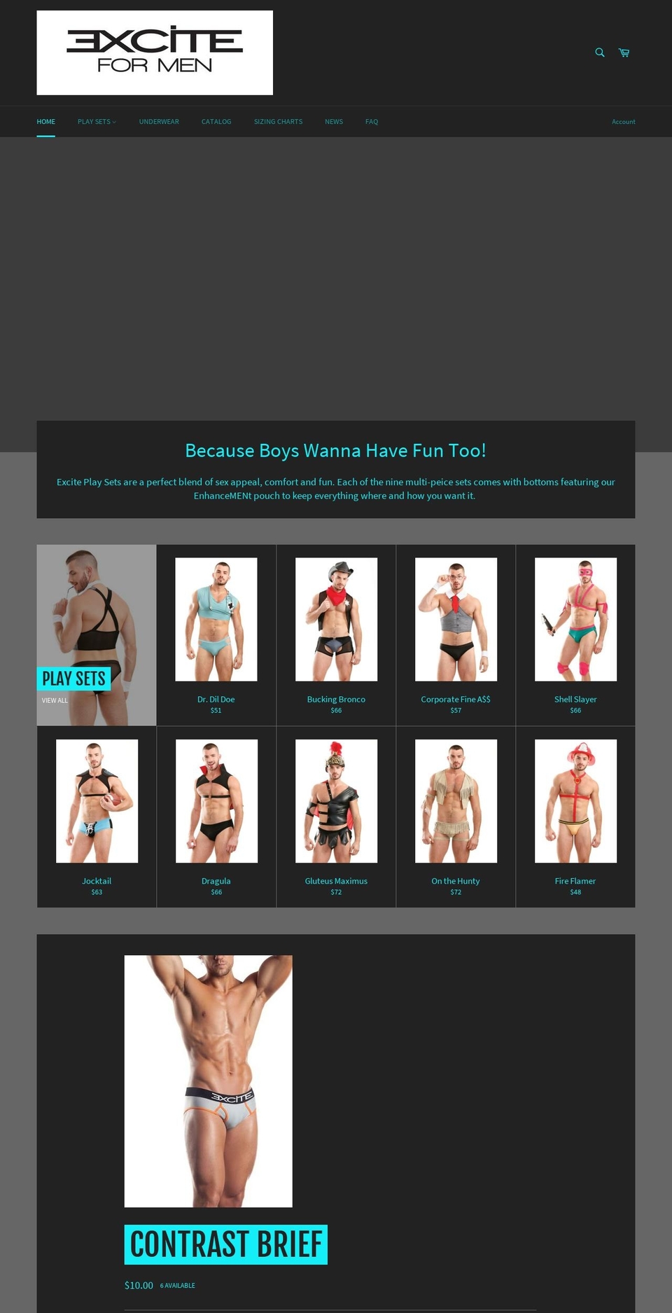 excite-for-men.com — Shopify storefront screenshot