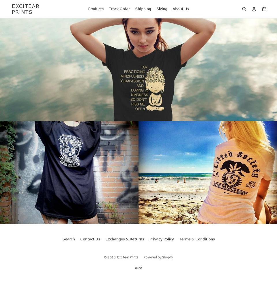 excitearprints.com — Shopify storefront screenshot