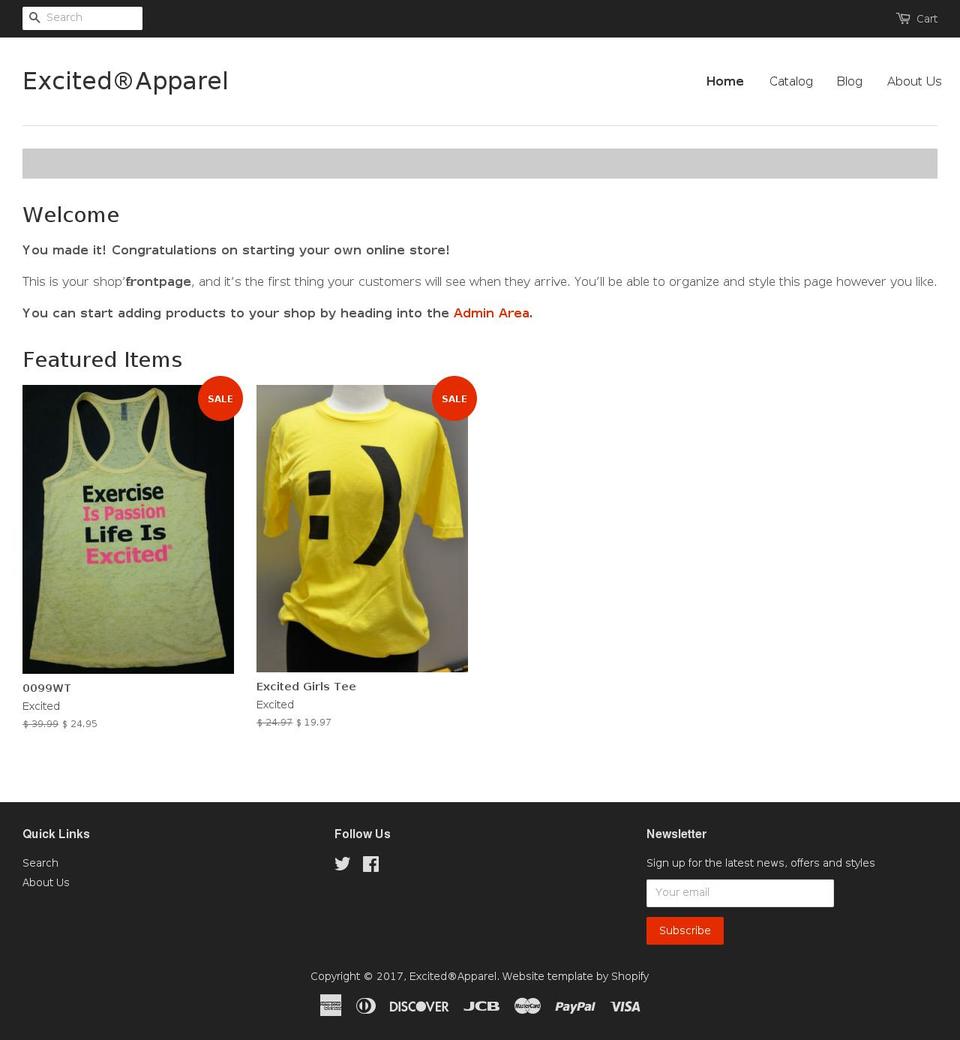 excitednation.com shopify website screenshot