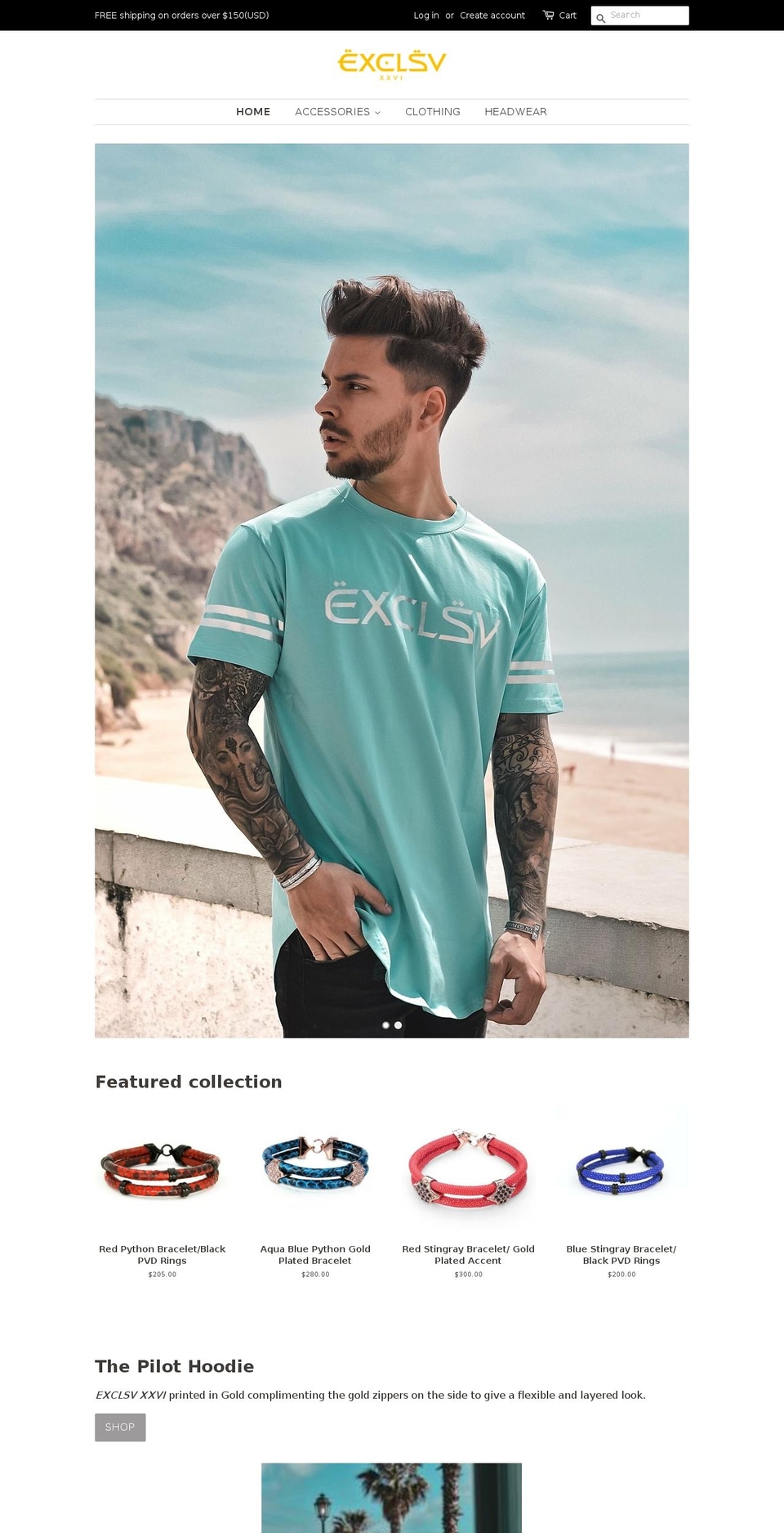 exclsvofficial.com — Shopify storefront screenshot