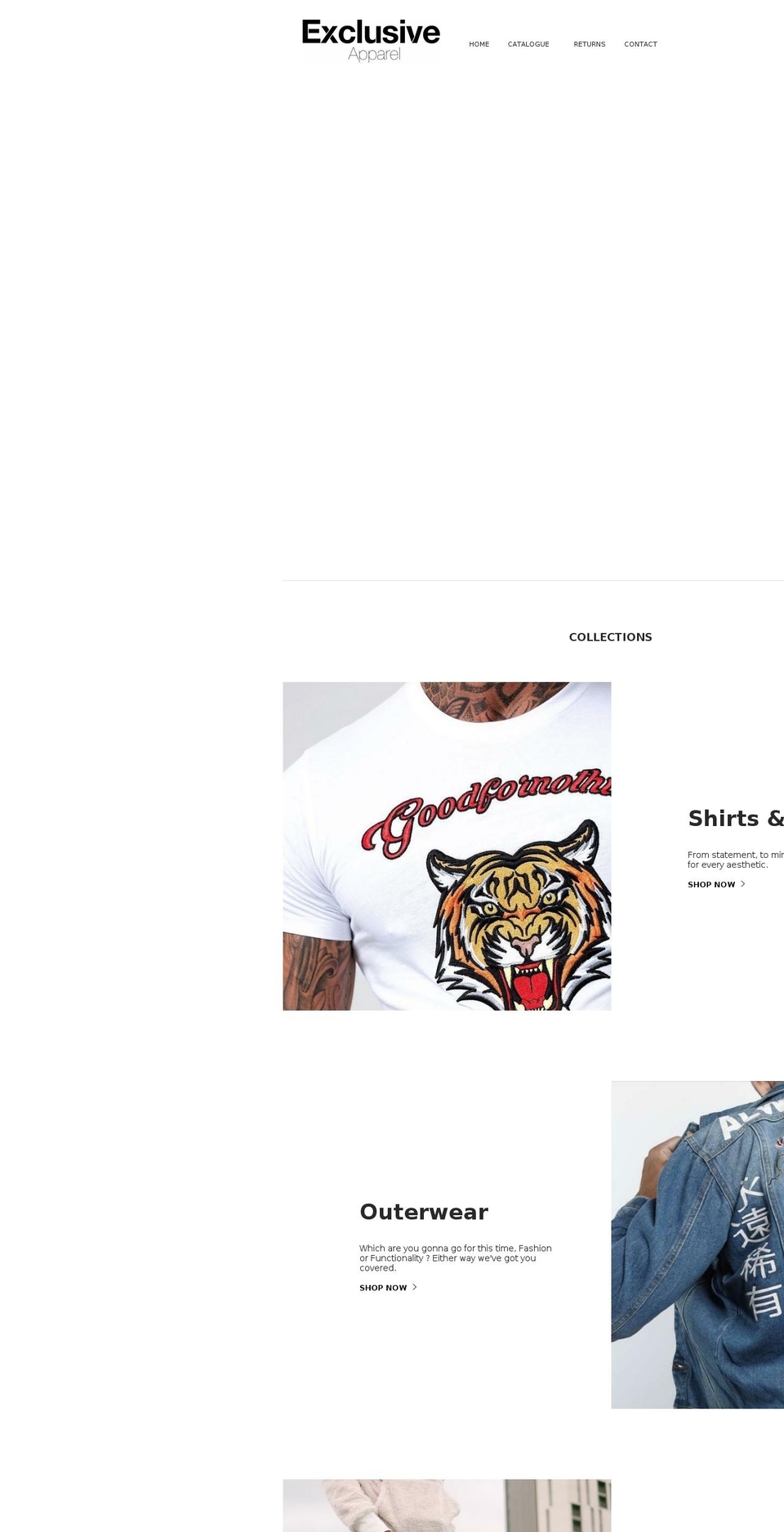 exclusiveapparel.co.uk shopify website screenshot