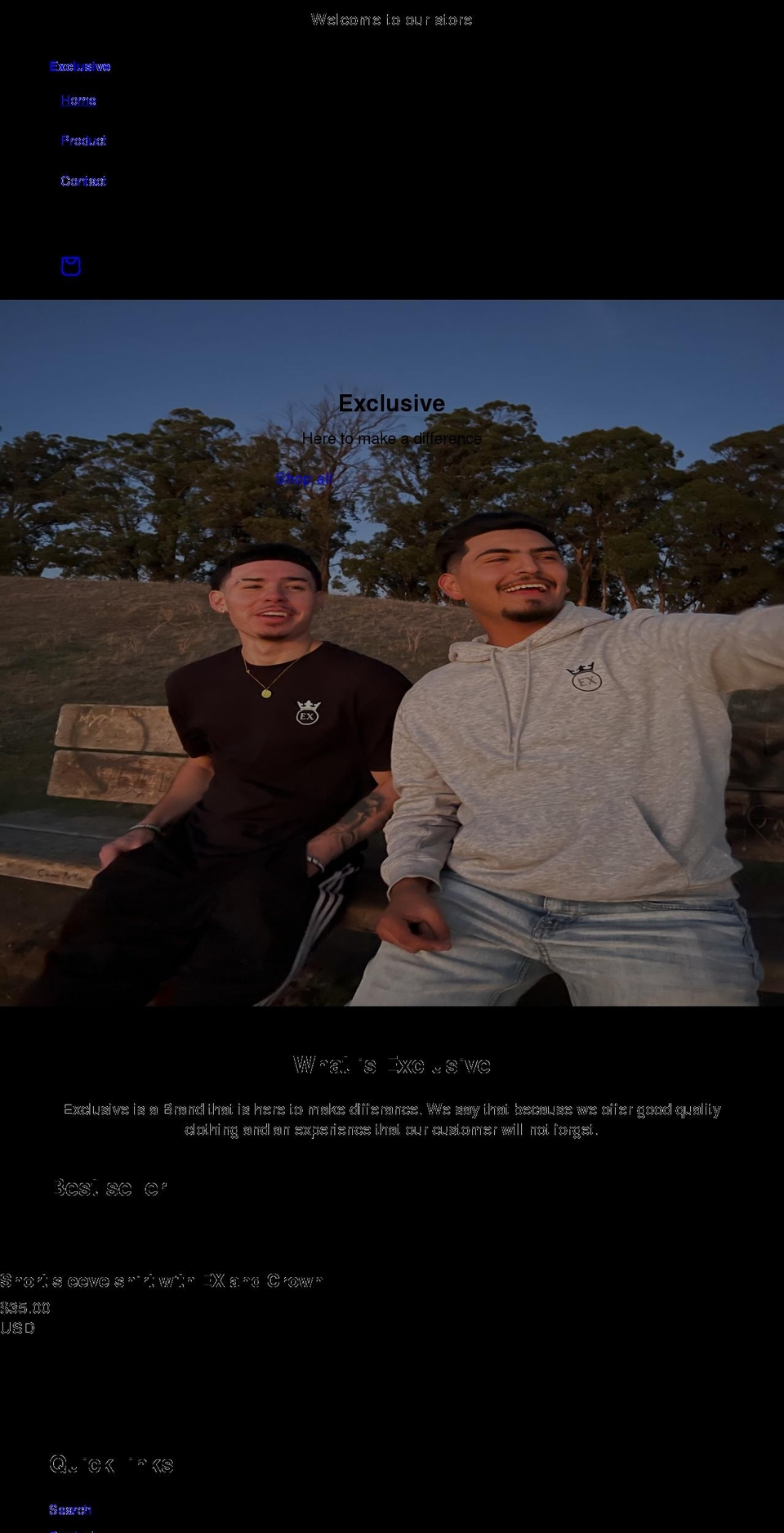 exclusiveapparel.net shopify website screenshot