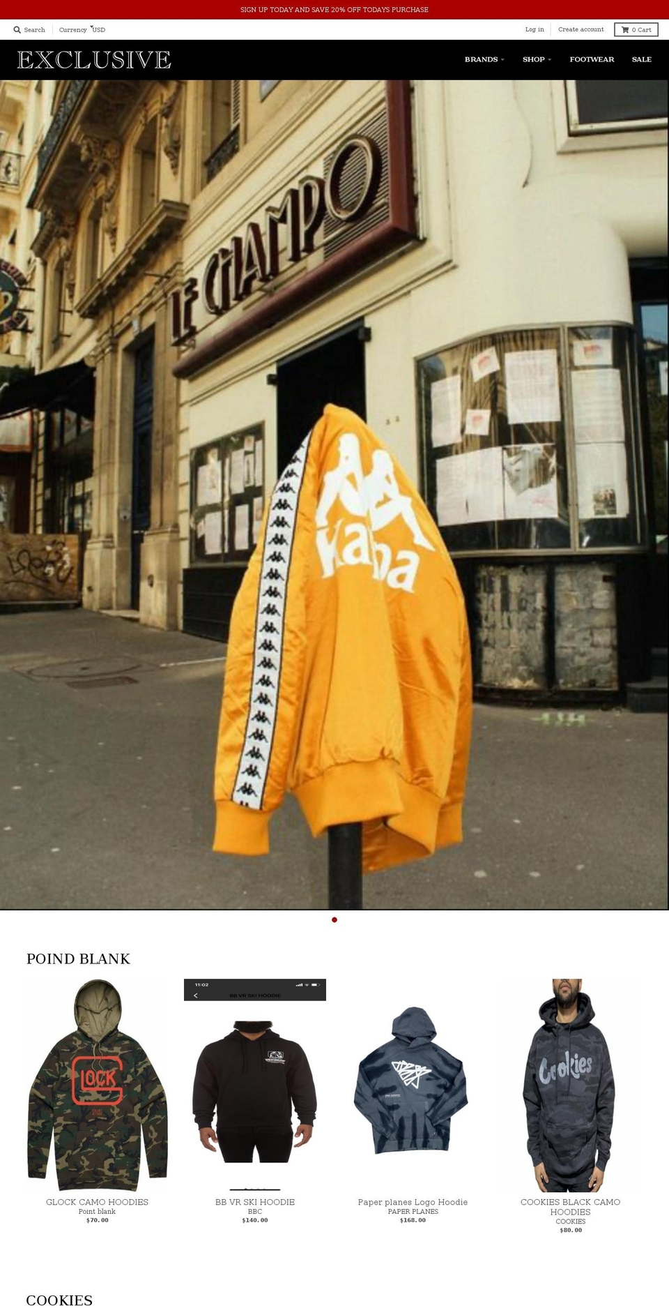exclusiveclothingshop.com shopify website screenshot