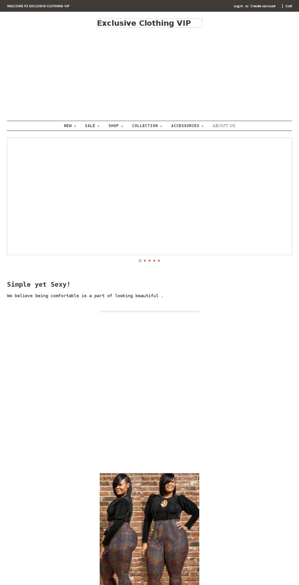 exclusiveclothingvip.com shopify website screenshot
