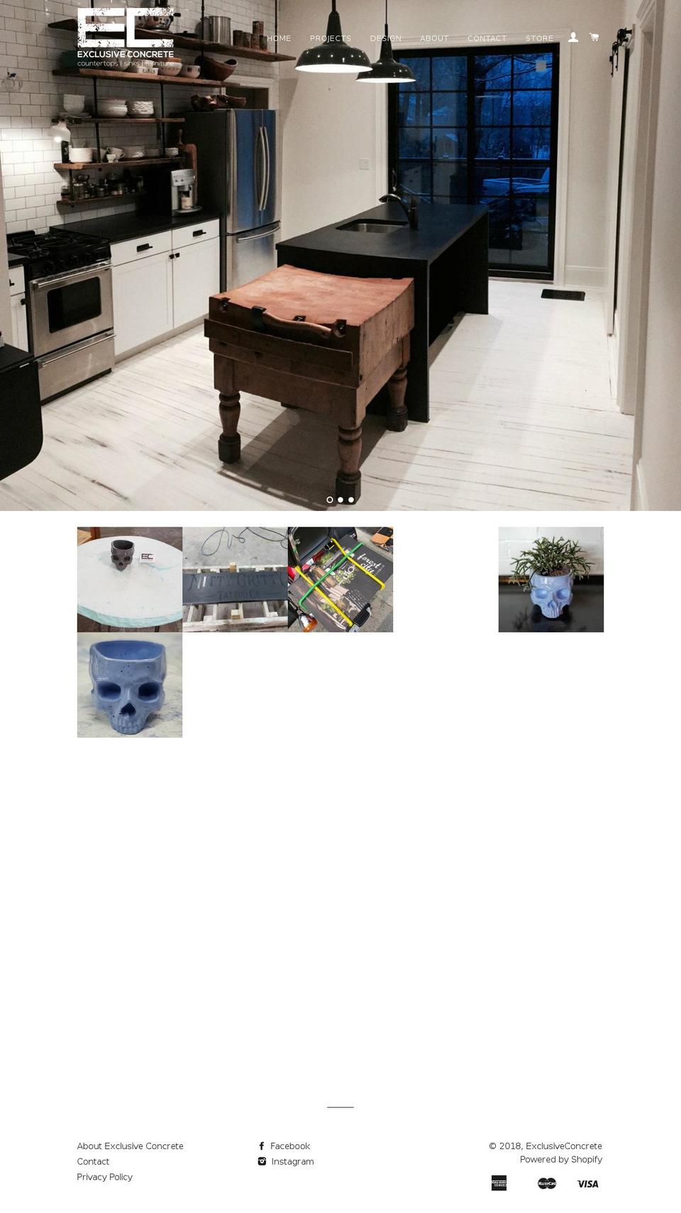 exclusiveconcrete.com — Shopify storefront screenshot