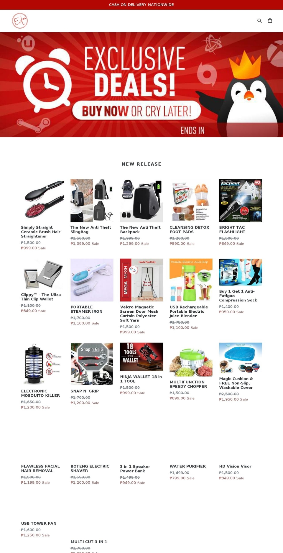 exclusivedeals.xyz shopify website screenshot