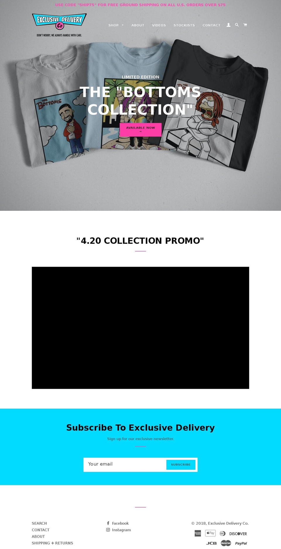 exclusivedeliveryco.com — Shopify storefront screenshot