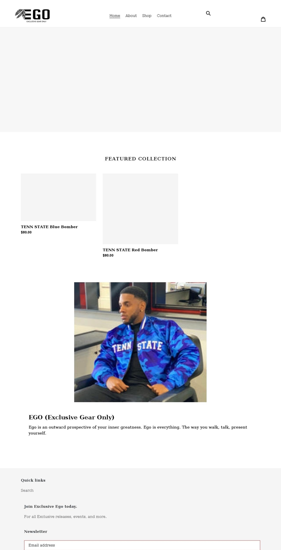 exclusivegearonly.com shopify website screenshot