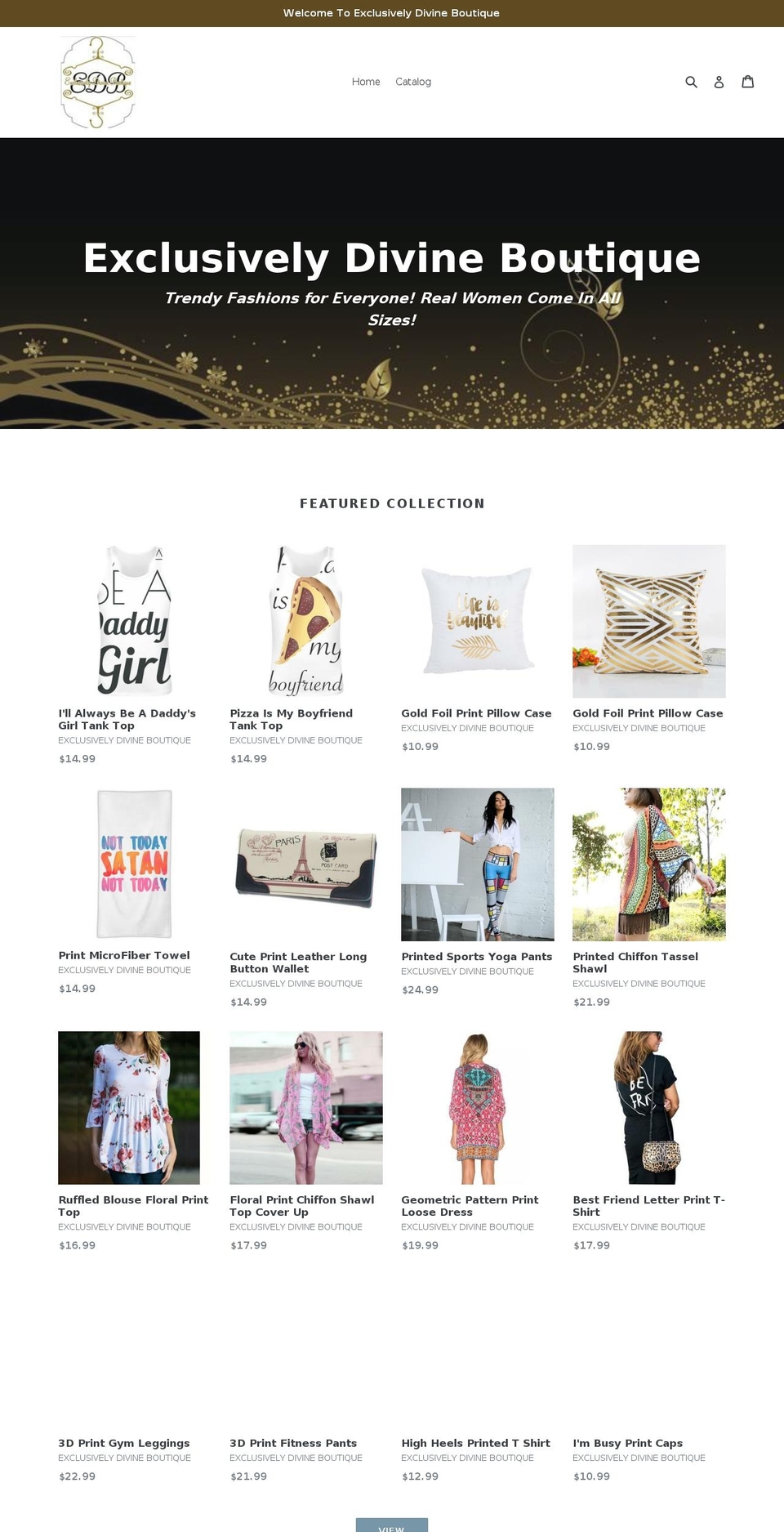 exclusivelydivineboutique.com — Shopify storefront screenshot