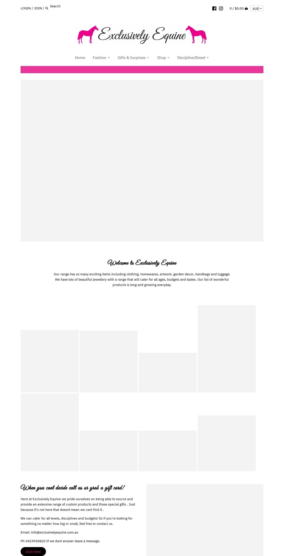 exclusivelyequine.com.au shopify website screenshot