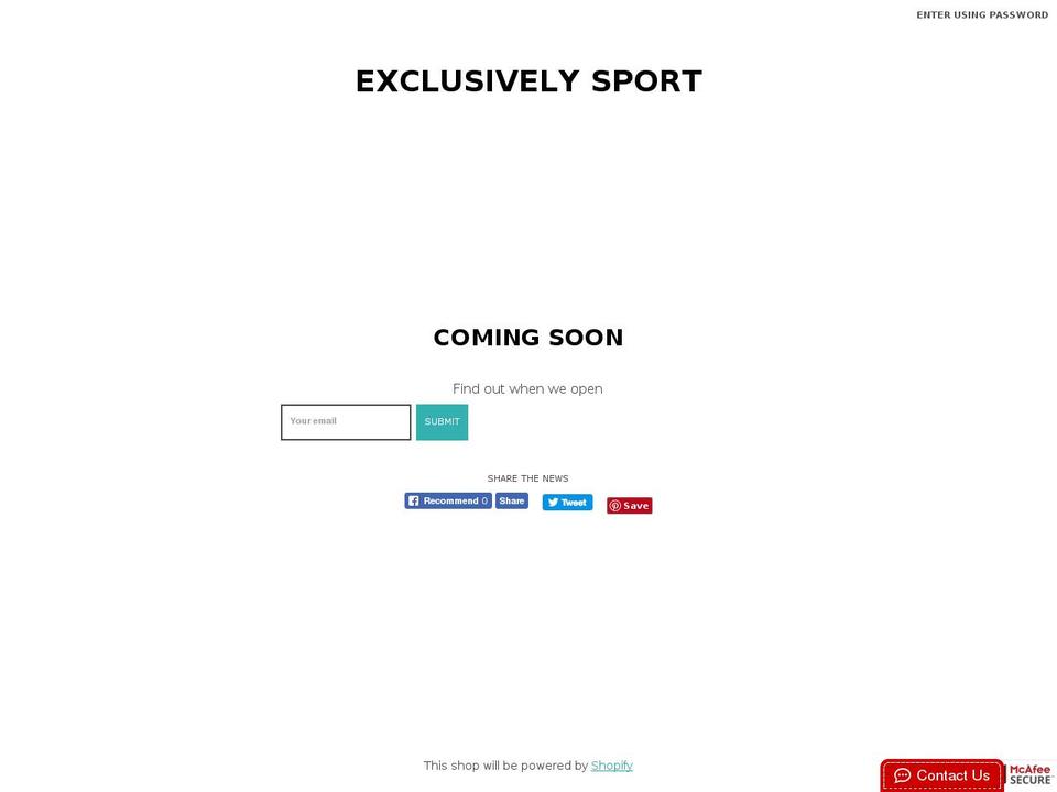 exclusivelysport.com — Shopify storefront screenshot
