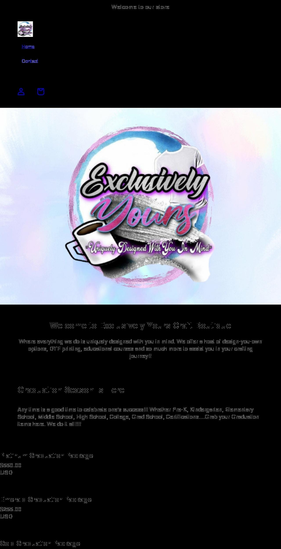 exclusivelyyourscb.com shopify website screenshot