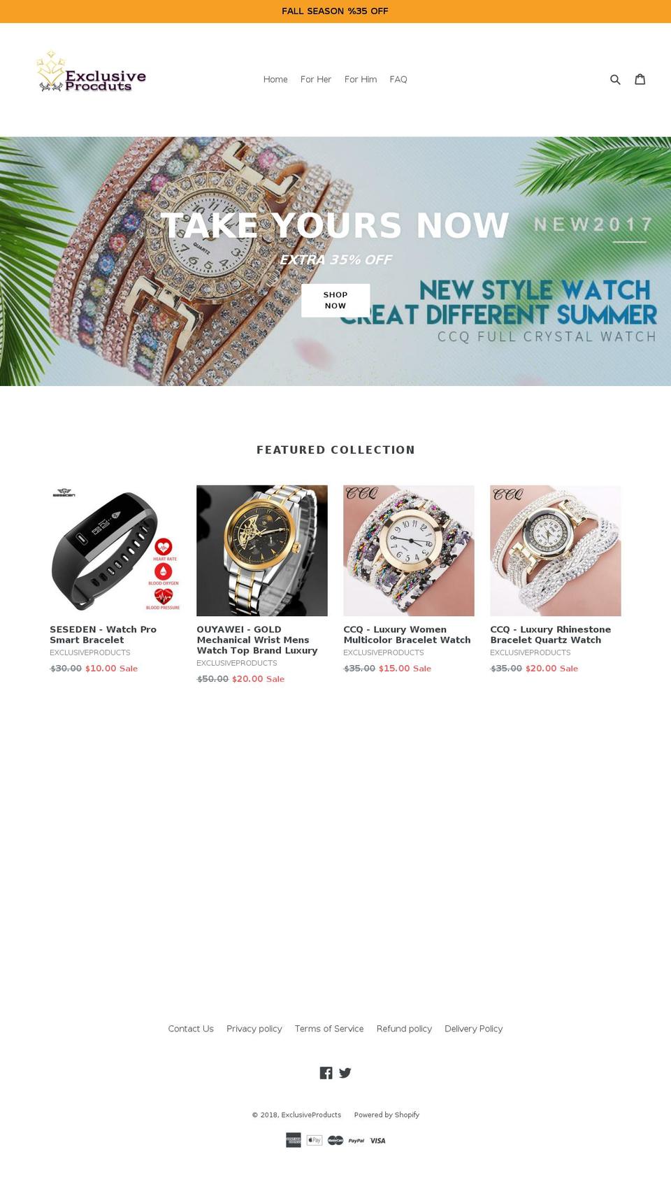 exclusiveproducts.store shopify website screenshot