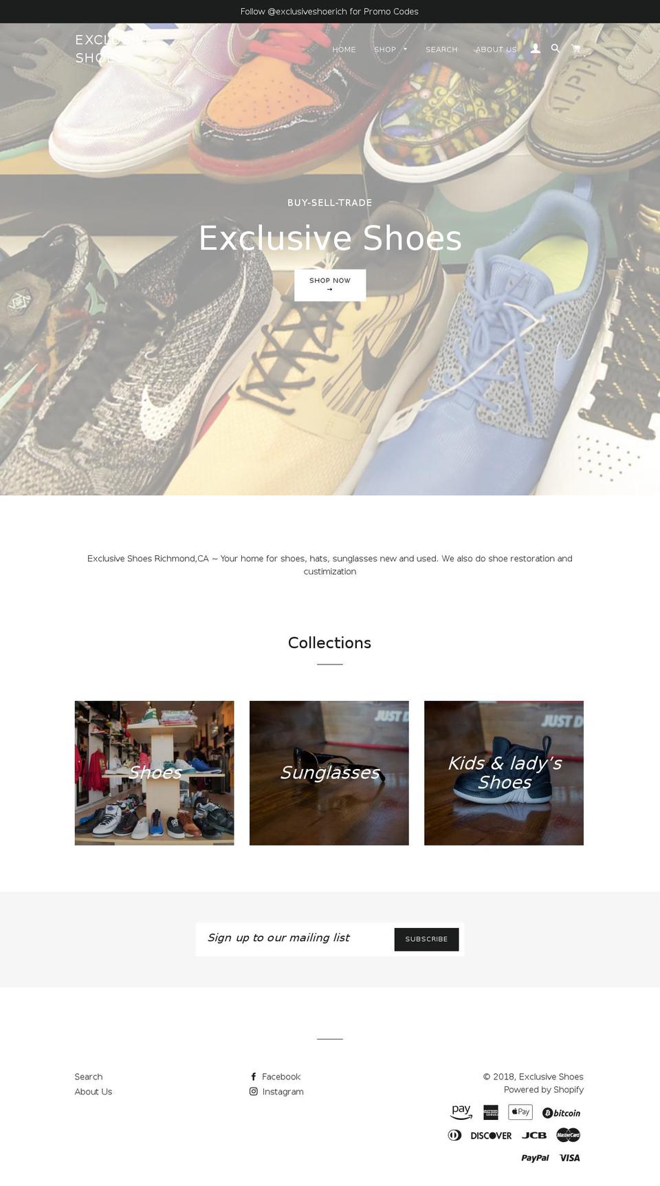 exclusiveshoestore.com — Shopify storefront screenshot