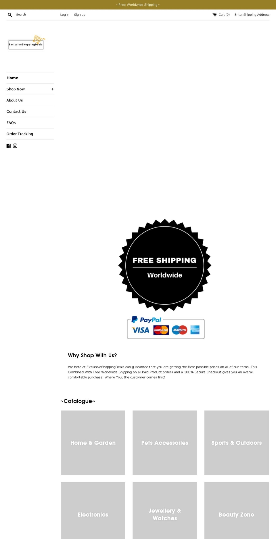 exclusiveshoppingdeals.com — Shopify storefront screenshot