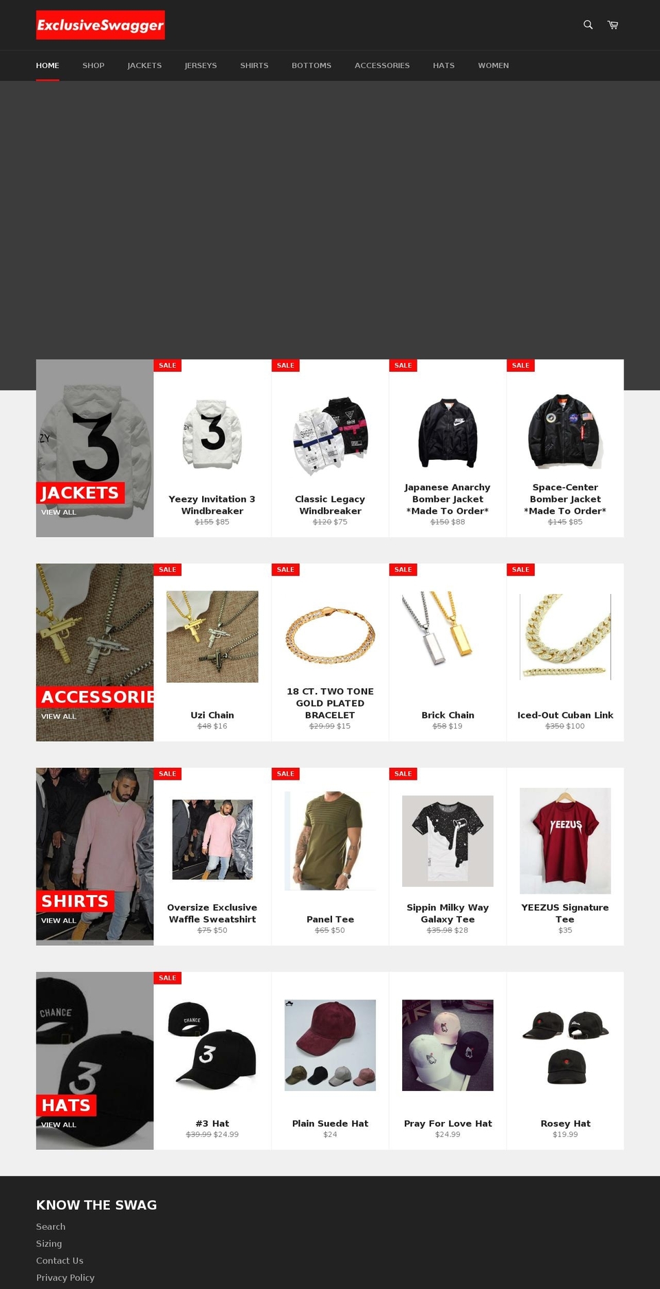 exclusiveswagger.com shopify website screenshot