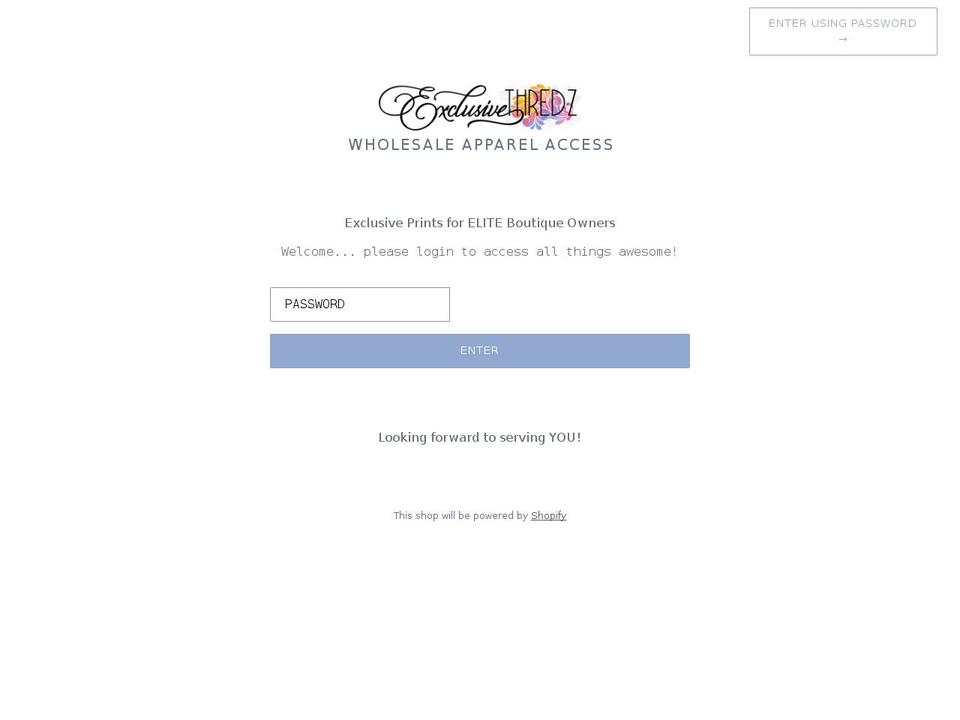 Exclusive Shopify theme site example exclusivethredz.com