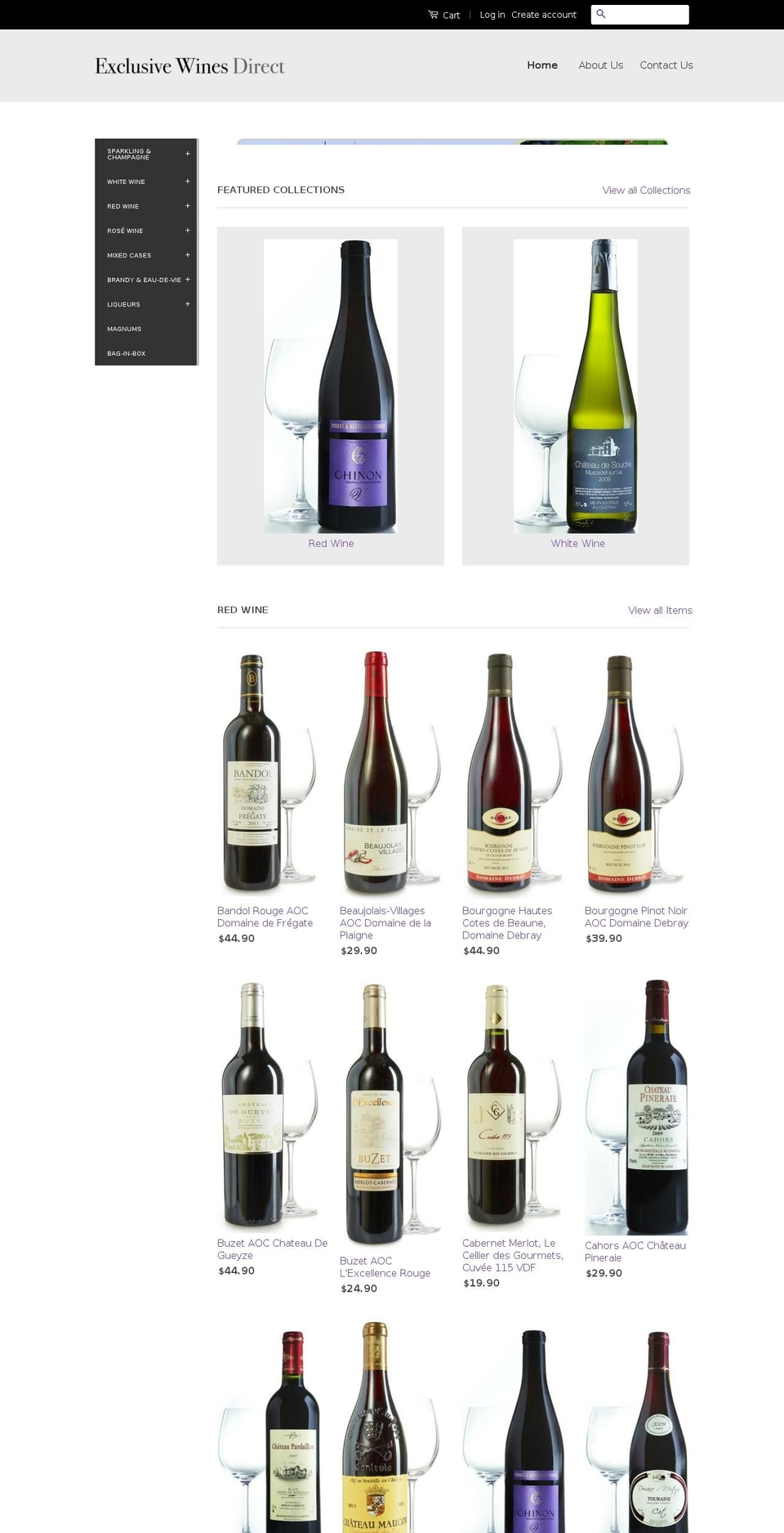 exclusivewinesdirect.com.au shopify website screenshot