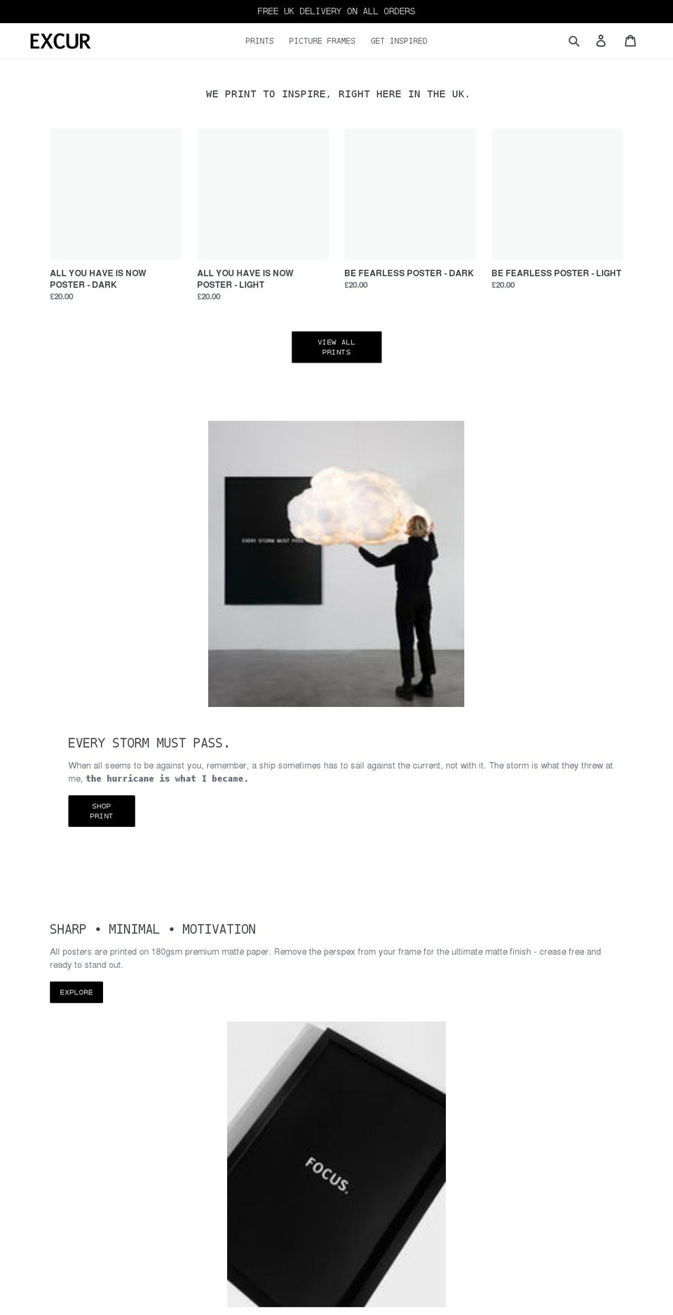 excur.co.uk shopify website screenshot