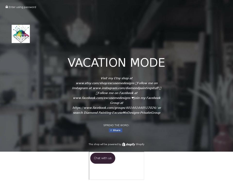 excusemedesigns.com shopify website screenshot