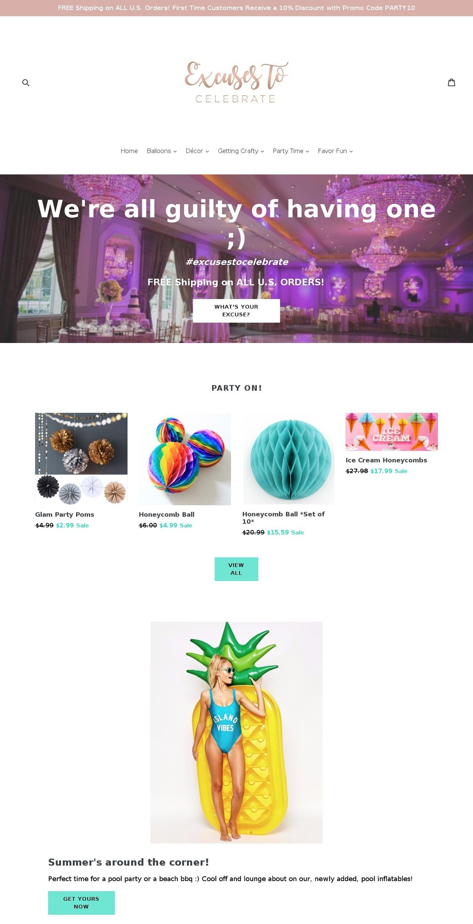 excusestocelebrate.com shopify website screenshot