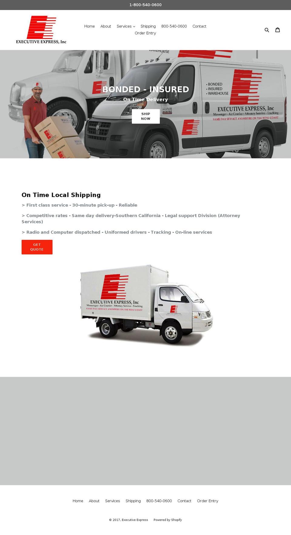 executiveexpressdelivery.com shopify website screenshot