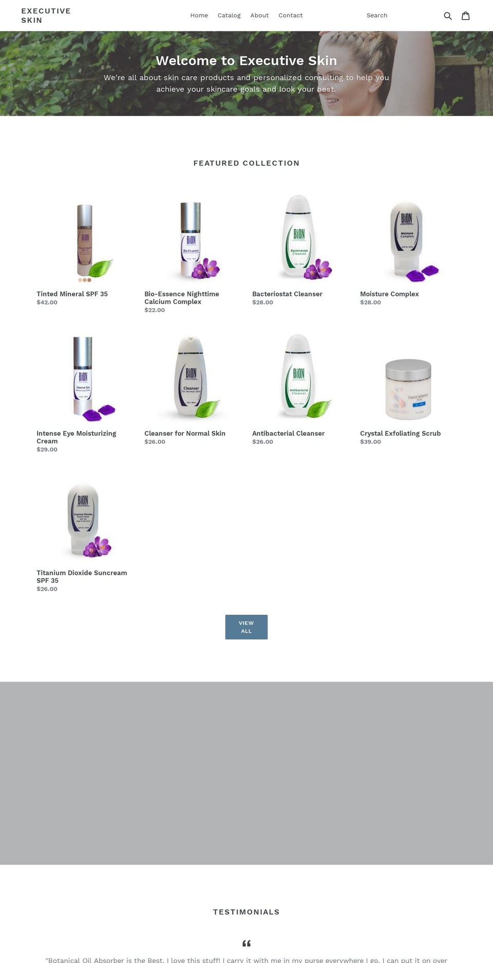 executiveskin.com — Shopify storefront screenshot