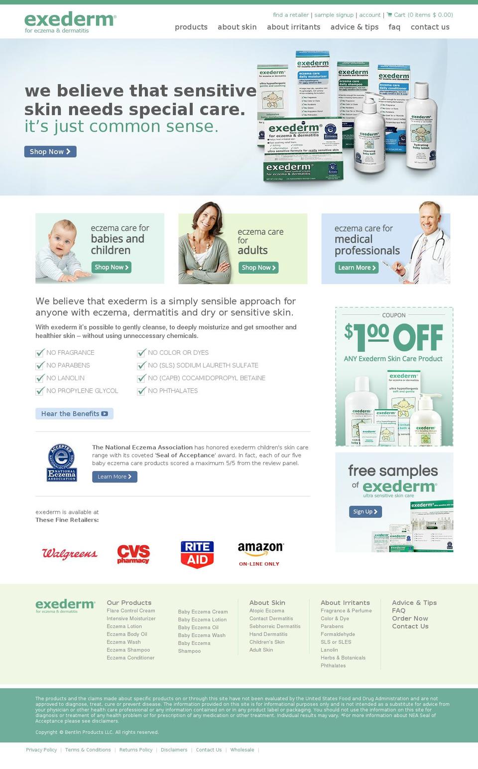 exederm.com shopify website screenshot