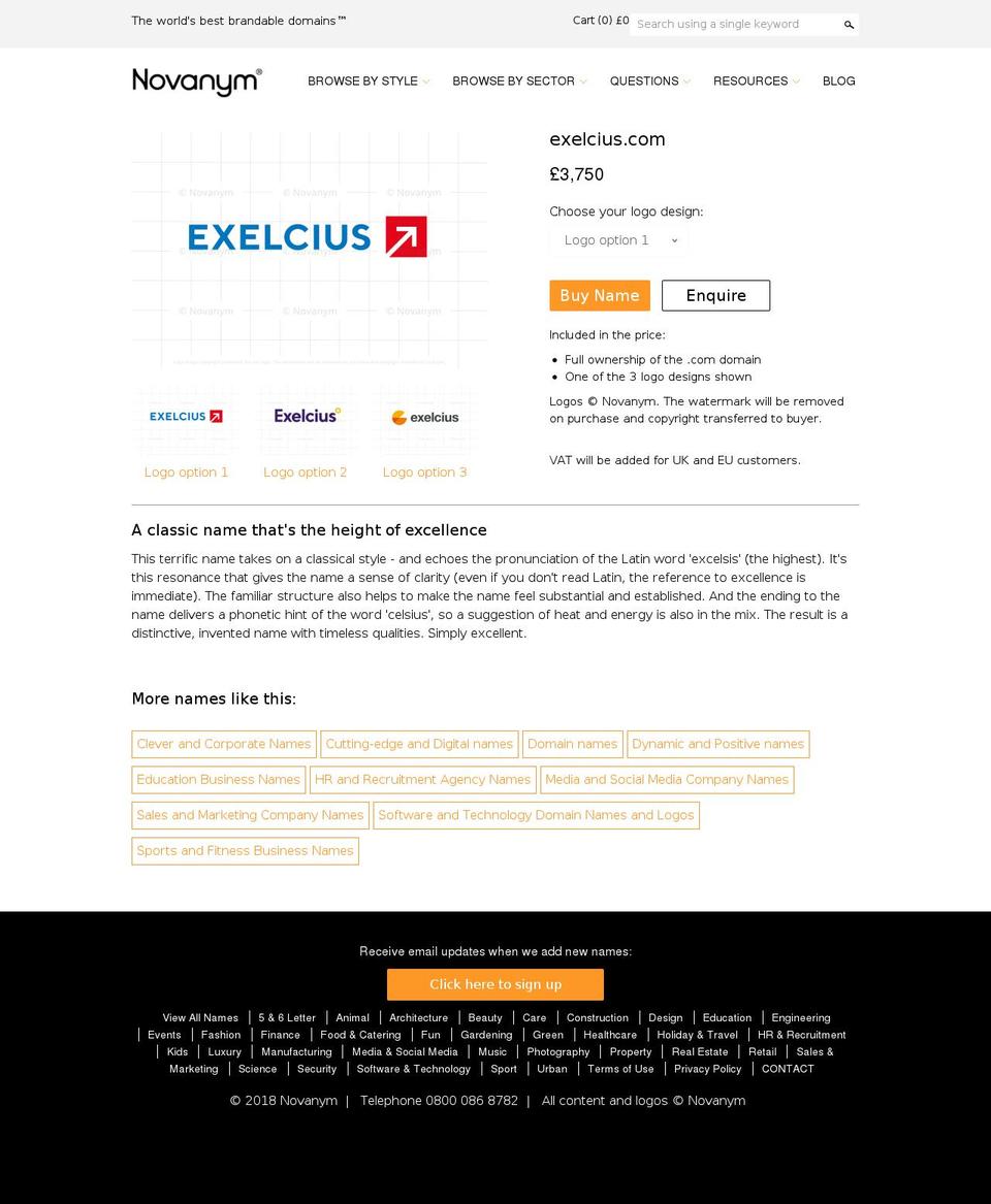 exelcius.com — Shopify storefront screenshot
