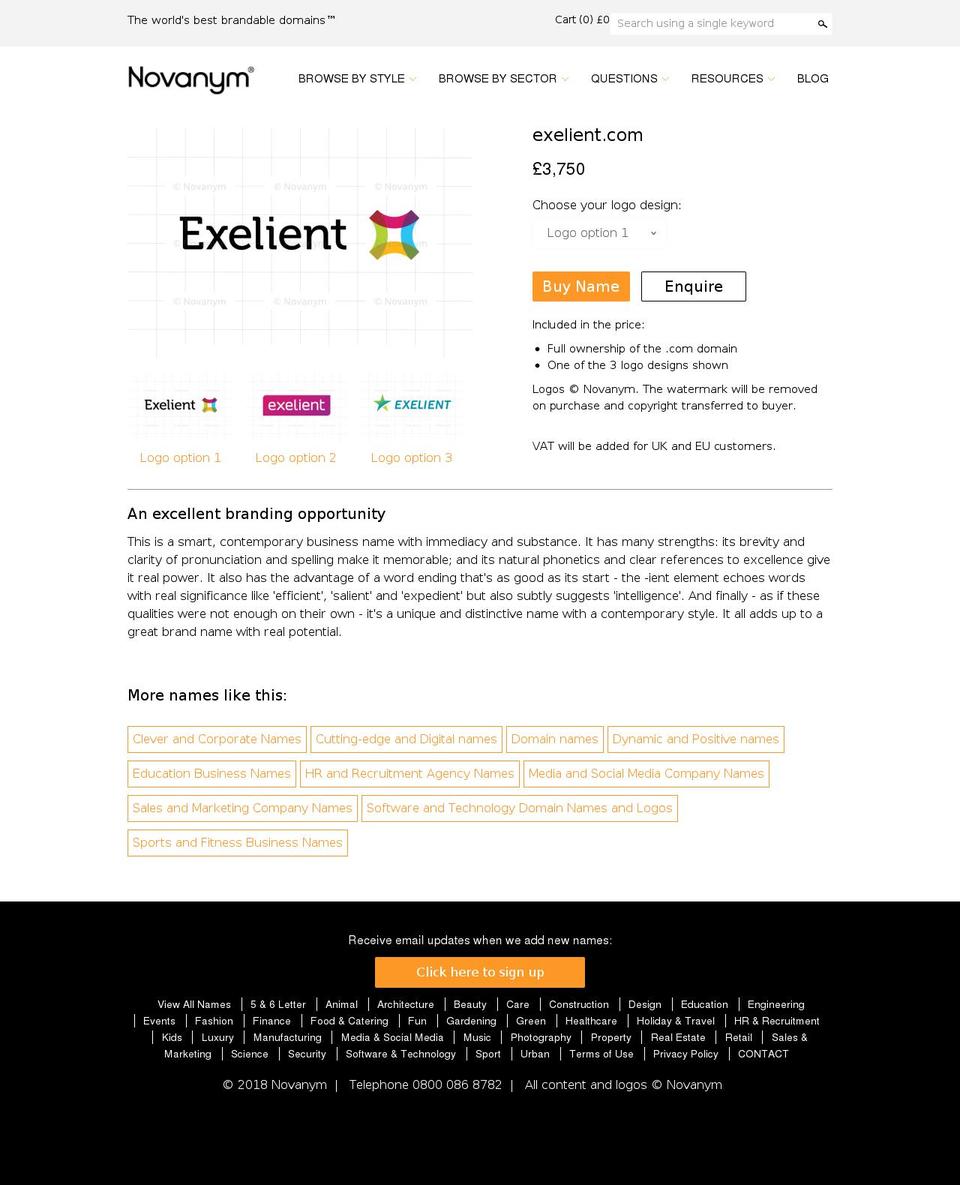 exelient.com — Shopify storefront screenshot