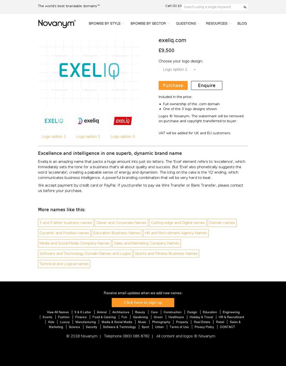 exeliq.com — Shopify storefront screenshot