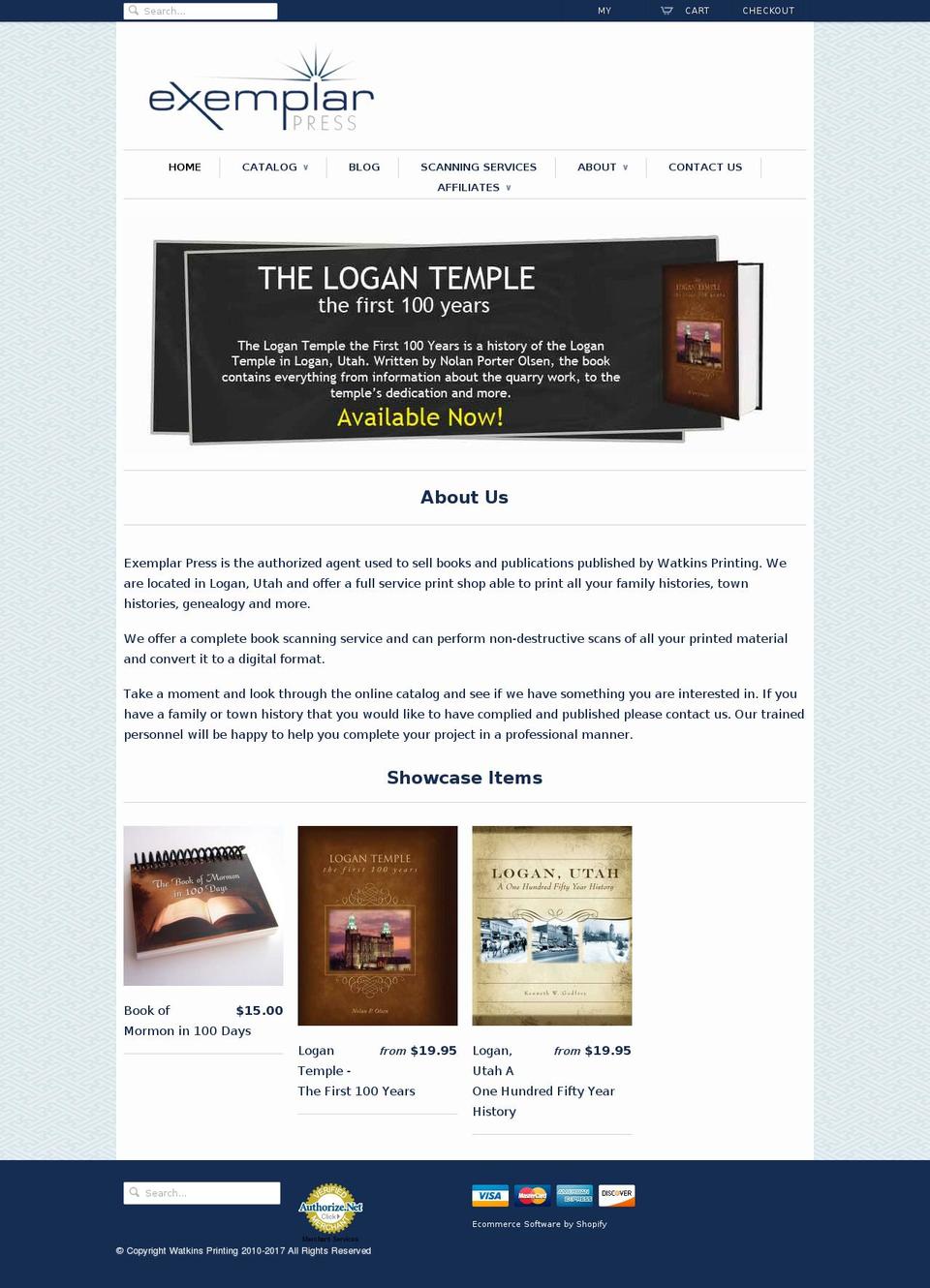 exemplarpress.com shopify website screenshot