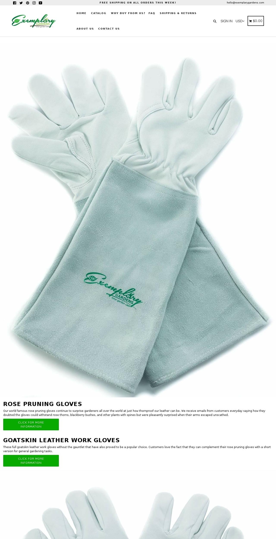exemplarygardens.com — Shopify storefront screenshot