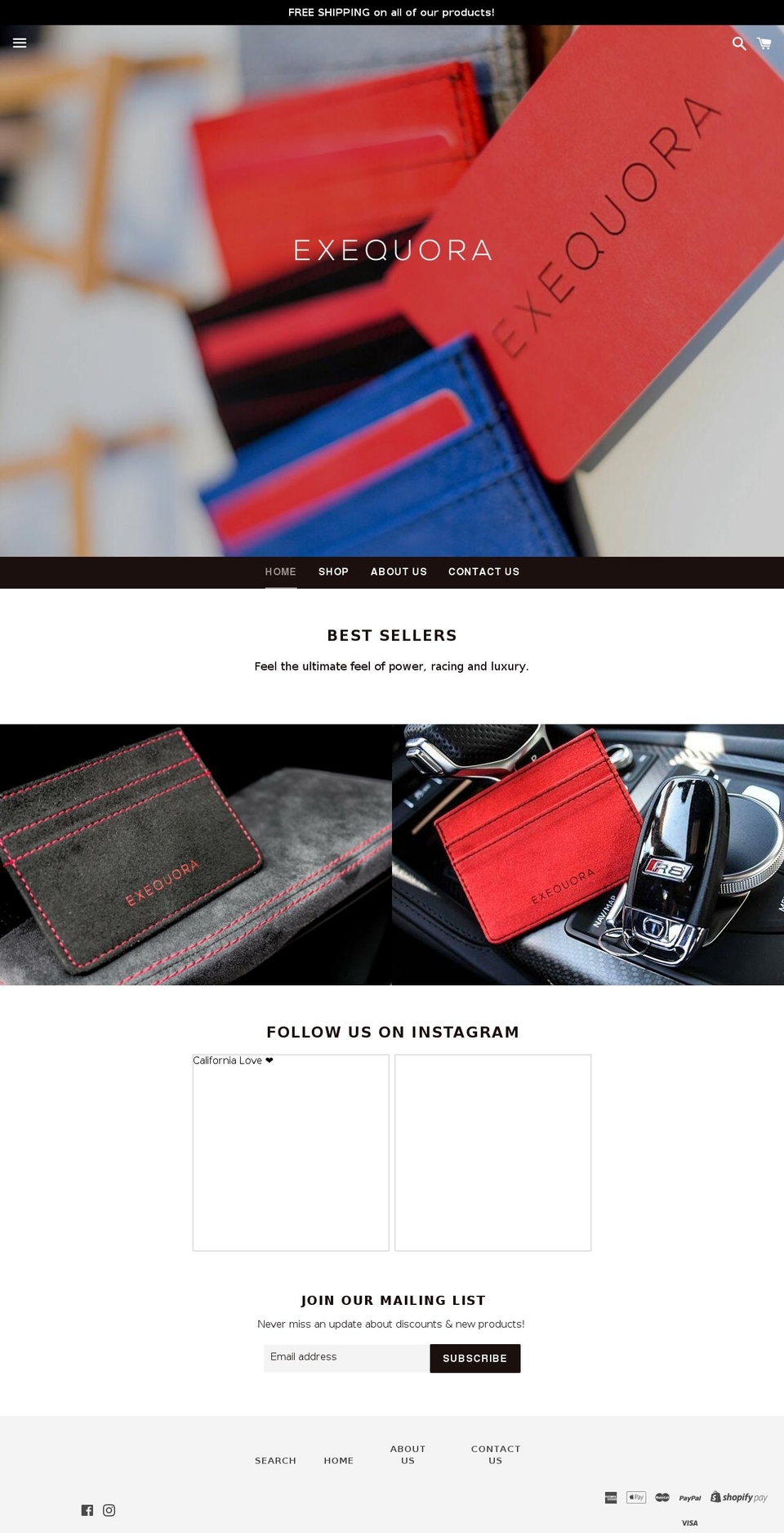 exequora.com — Shopify storefront screenshot