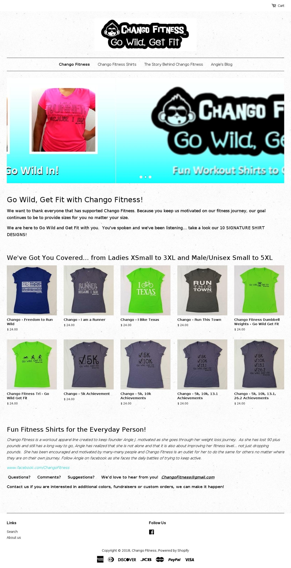 exercisechango.com — Shopify storefront screenshot