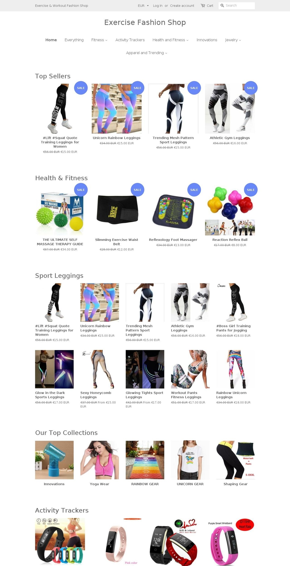 exercisefashionshop.com — Shopify storefront screenshot