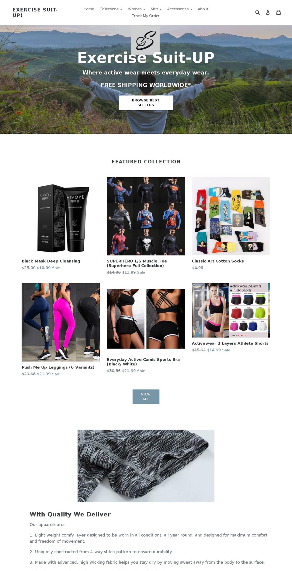 exercisesuitup.com shopify website screenshot