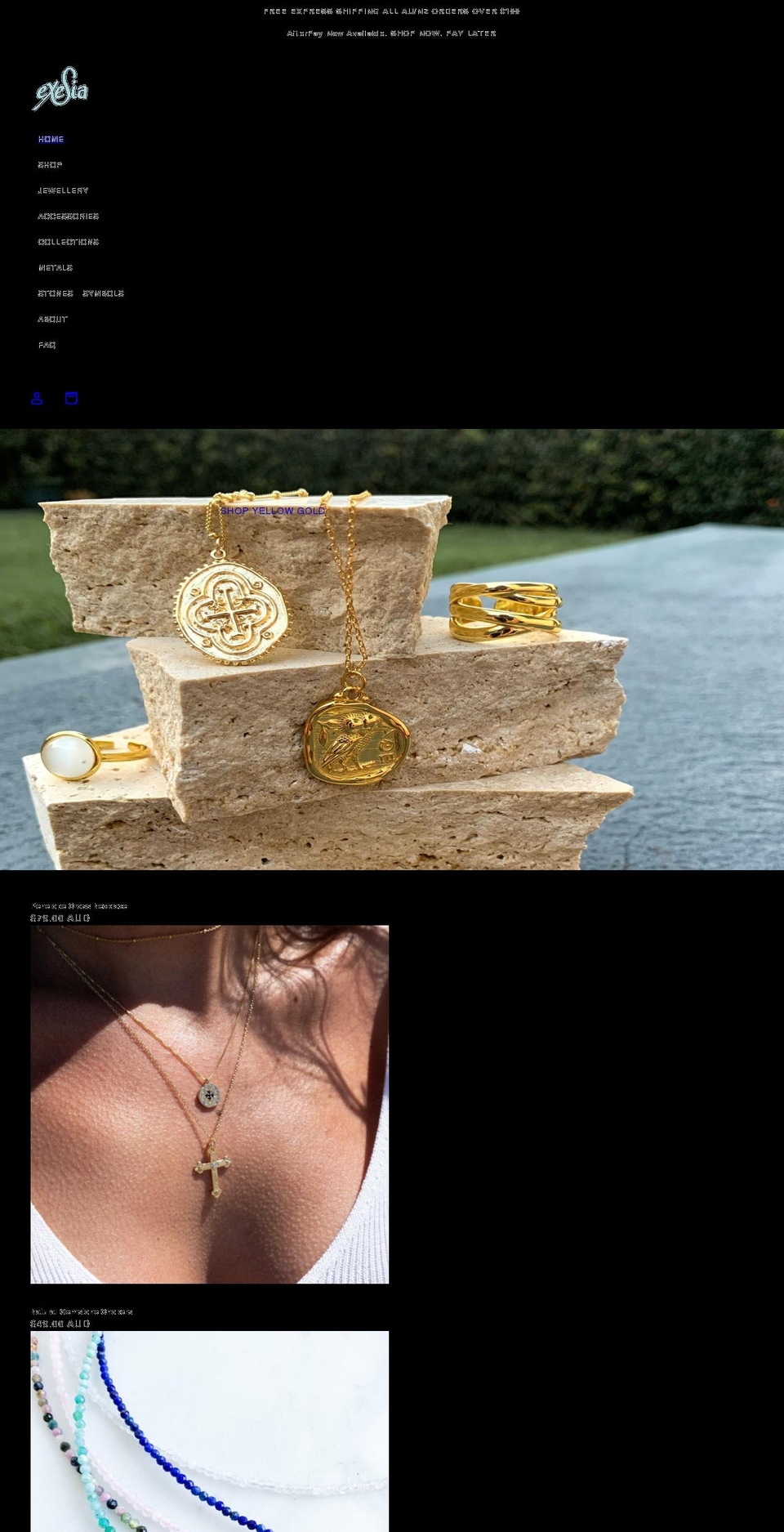 exesia.com shopify website screenshot