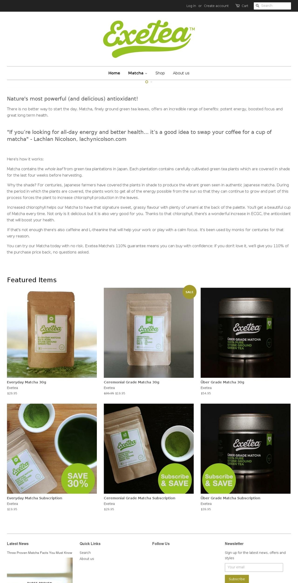 exetea.com.au shopify website screenshot