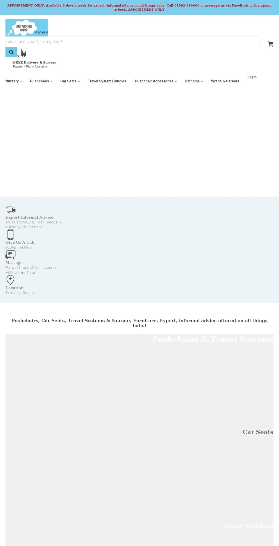 exeterbaby.com — Shopify storefront screenshot