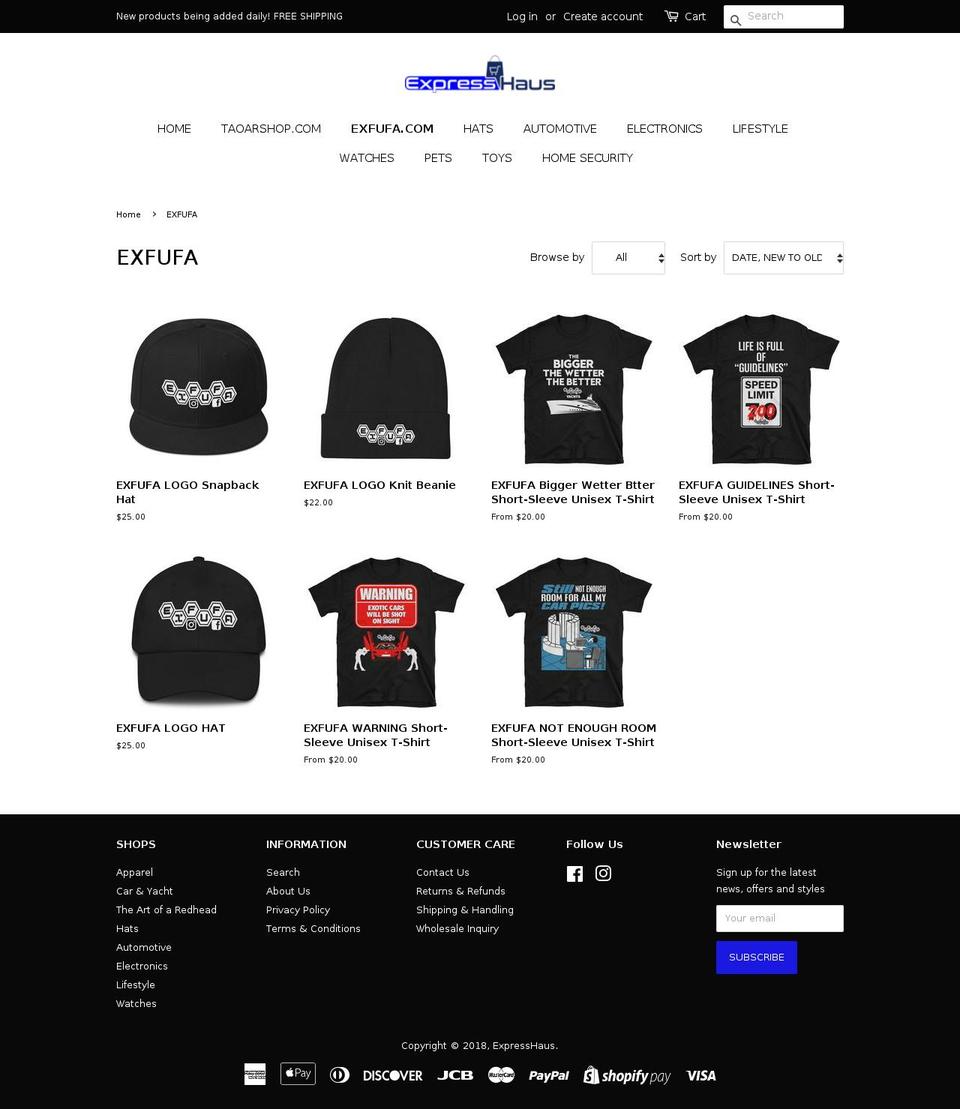 exfufa.com — Shopify storefront screenshot