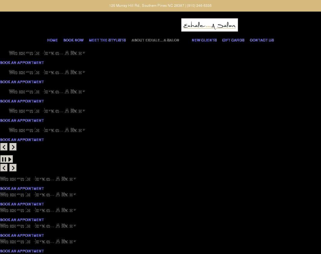 exhaleasalon.com shopify website screenshot