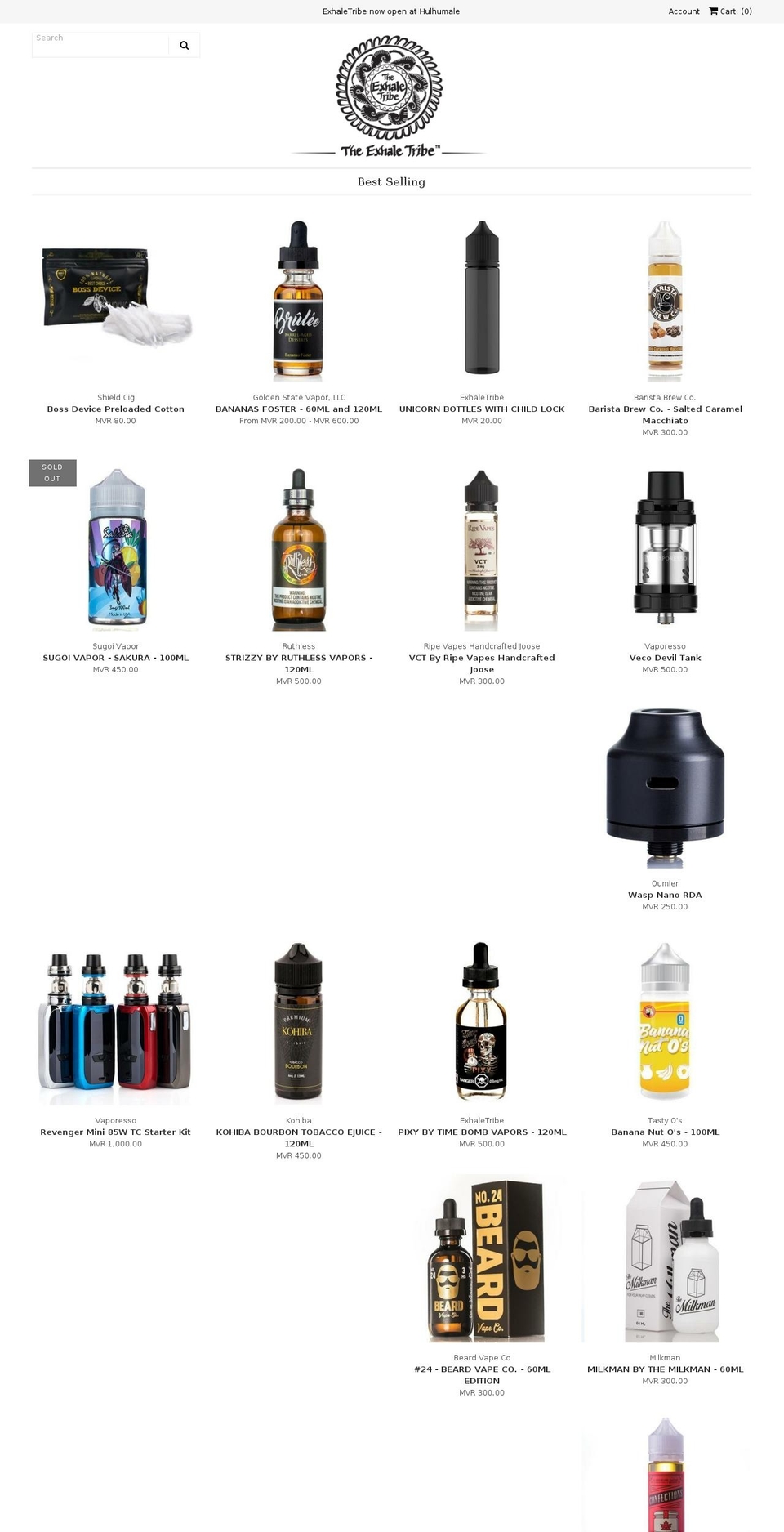 exhaletribe.com — Shopify storefront screenshot